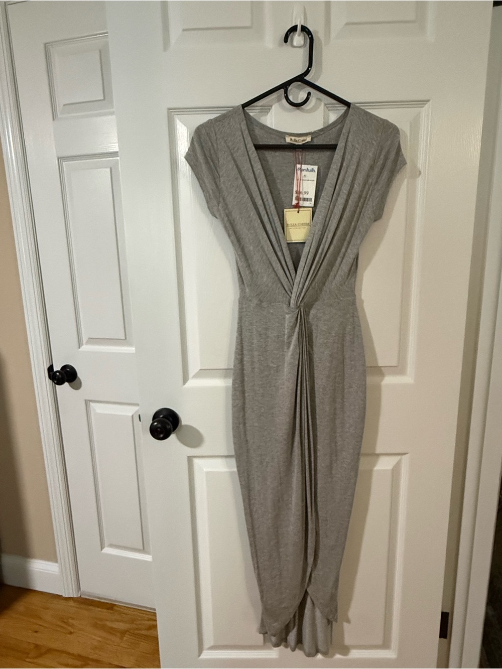 BNWT Size XS Rolla Coster Light Gray Twist-Front Maxi Dress